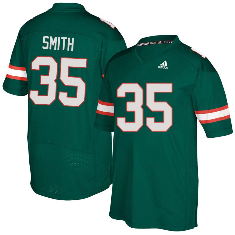Adidas Miami Hurricanes #35 Mike Smith College Football Jerseys Sale-Green